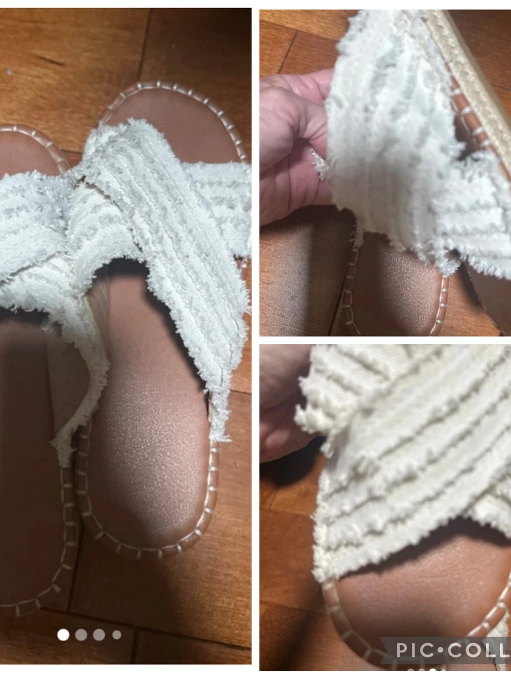 Women’s Cream Cross-Band Slide Sandals with Textured Upper